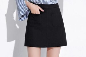 韩版口袋高腰短裙大码显瘦包臀裙子夏半身裙女