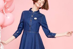 收腰牛仔连衣裙a字牛仔裙女学生短裙裙子